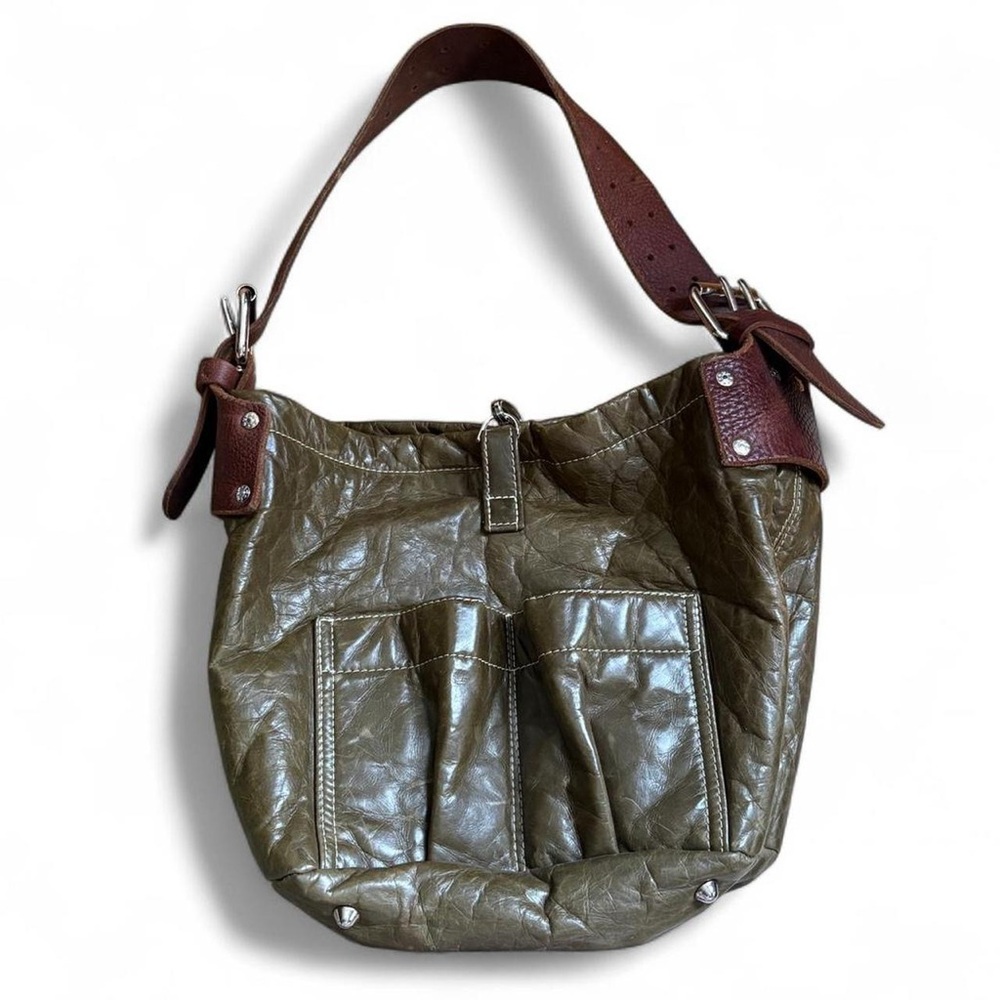 Y2K Vintage Tylie Malibu Bag Classic Utility Green Leather Belt Buckle Strap